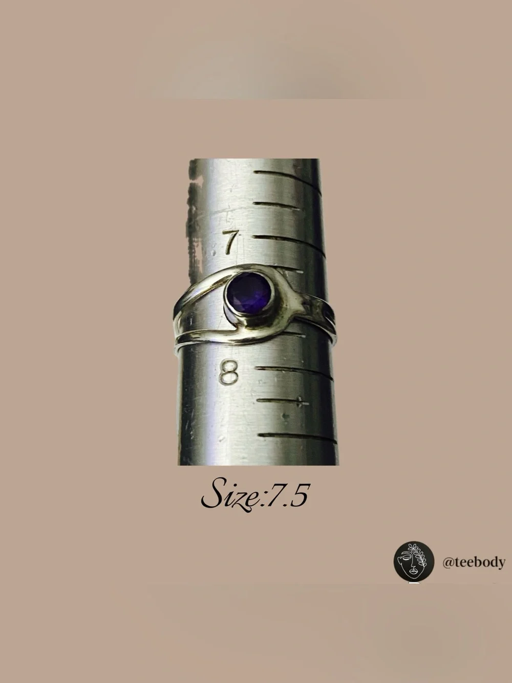 VTG 925 Sterling Silver Amethyst Bypass /Split Shank Ring Size 7.5 NWT 1.74g